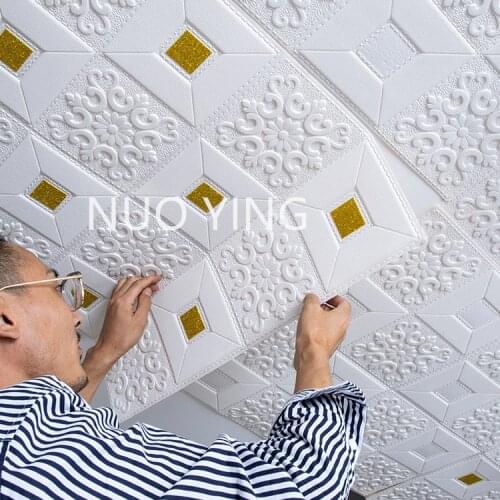 3D Stereo Wall Stickers Self-Adhesive Ceiling Decorative Panels Roof Foam Wallpaper Living Room Home Decor TV Background