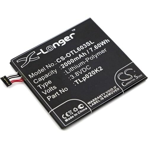 Cameron Sino 2000mah battery for ALCATEL 6039S-2AALUS7 One Touch Idol 3 4.7 OT-6039 OT-6039H OT-6039J OT-6039K OT-6039S OT-6039Y