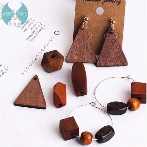 DIY accessories Korea wood triangle square irregular rectangular material pendant earrings earrings