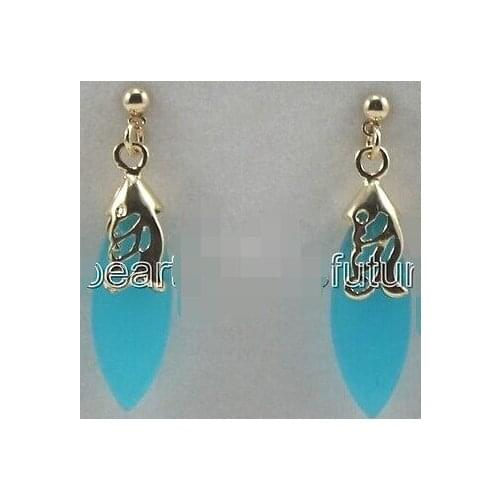 Free shipping Hot sale Free Shipping>>>> White Plate Blue Earring