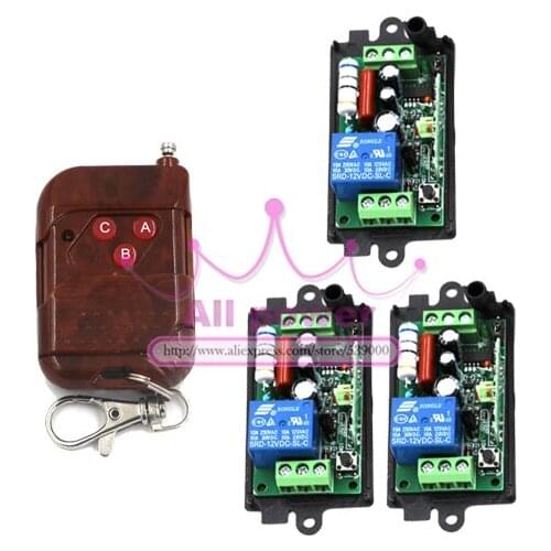 Wireless remote control switch 3 Receiver &1 Transmitter 110V 220V 1CH 10A output state is adjusted 200M Latched