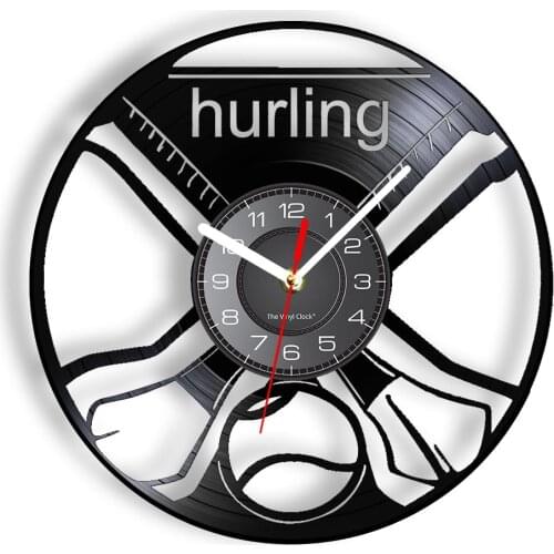 Hurling Inspired Vinyl Record Wall Clock Irish Ball Game Sports Art Ireland Home Decor Boys Living Room Wall Watch Hurlers Gift