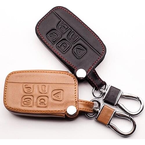High quality Genuine Leather car key cover case Fit For Land Rover a9 range rover freelander Evoque discovery keychain HOT
