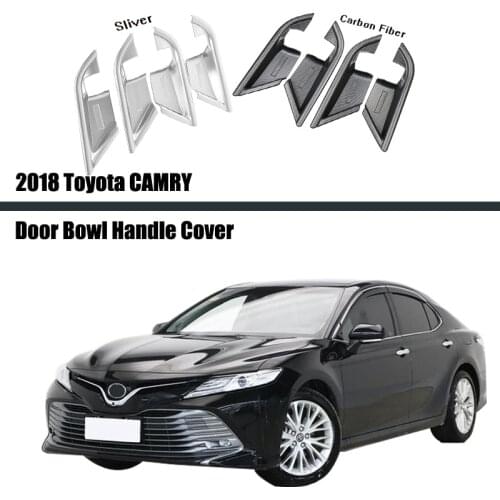 For Toyota CAMRY 2018 2019 2020 2021 Car Interior Door Handle Bowl Cover Trim Inner Decoration Carbon Fiber ABS Car Accessories