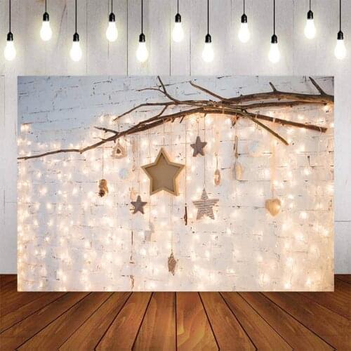 Photography background White Brick Wall Flash Gold Stars Glittering Backdrops for Photo Studio Backdrop Photocall Photo Prop