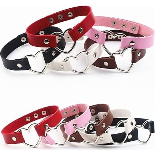 Sexy BDSM Bondage Leather Choker Necklaces for Women Fashion Korean Chains on The Neck Egirls Goth Necklace Jewelry Adult Game