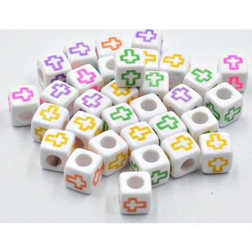 Colorful cross/Black and white 6mm 100pcs Beads Acrylic Beads DIY Jewelry Making For Everyday mood Charms Bracelet Necklace