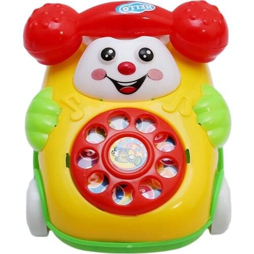 Cartoon Phone Clockwork Baby Toys Infant Crawling Wind Up Toy Educational Developmental Kids Toy Gift Random Colors