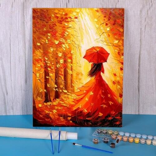 Woman Umbrella DIY Painting By Numbers Kit Acrylic Paints 50*70 Paiting By Numbers Home Decor For Handicraft