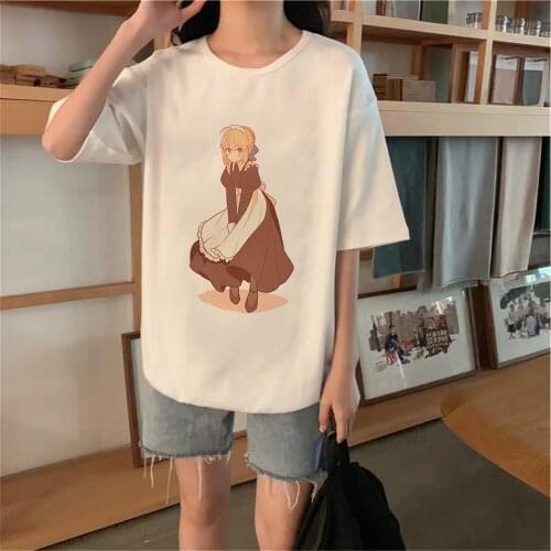 Cartoon Fate Stay Night New Anime Women Tshirt O-Neck Plussize Casual Hip Hop Tee Tops For Women Female Clothes Dropship