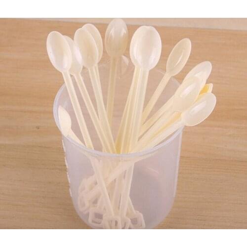 Disposable Plastic Spoon Safe Tea Coffee Ice Cream Stick Stirring Bar Disposable Utensil Bar Creative Coffee Spoon Tableware