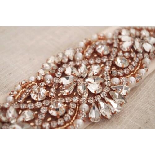 Wholesale 10 pieces gold crystal bead applique, rhinestone bead Applique, bridal Sash applique, R-ZP013