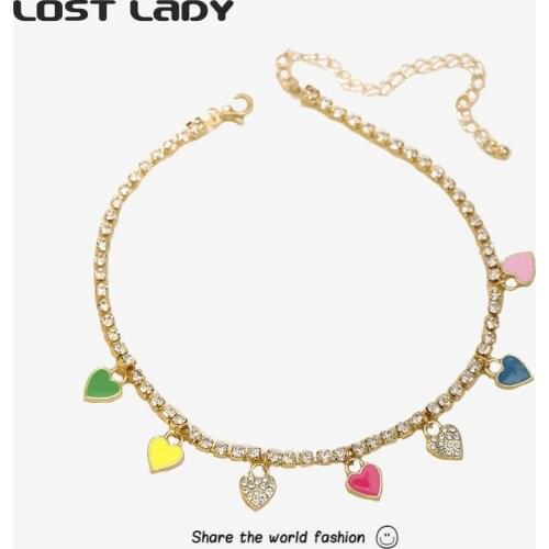 Lost Lady Fashion Bling Cherry Butterfly Pendant Necklaces Rhinestone Necklaces for Women Girl Chain Chocker Party Jewelry Gift