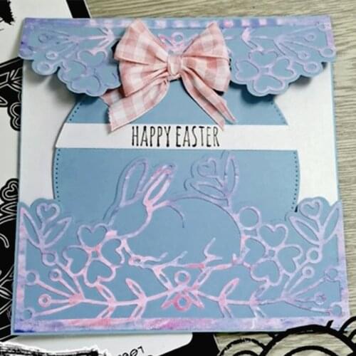 Panalisacraft Lace Background Rabbit flower Metal Cutting Dies for DIY Scrapbooking/Card Making/Kids Fun Decoration Supplies