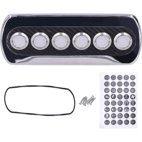 Carbon Fiber Switch Panel 12V 20A 6 Gang Push Button Switch Carbon Fiber Switch Panel Red Light for RV Boat Truck