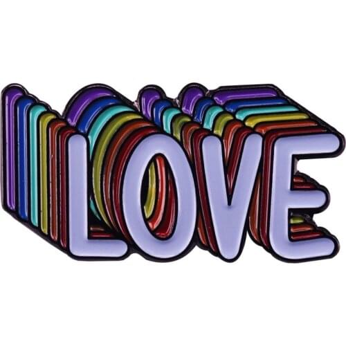 Rainbow awareness love stacked collar pin We're all human and equal love is all that we need