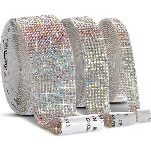 Self Adhesive Crystal Rhinestone Sticker Diamond Ribbon DIY Sticker Rhinestones Arts Crafts Car Phone Decoration Dropshipping