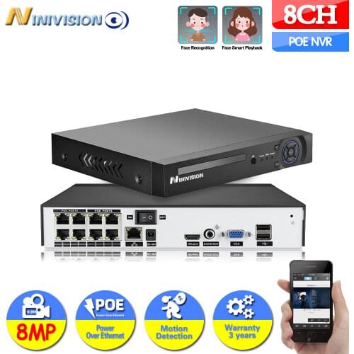 Ultra HD 8CH 4K POE NVR Network Video Recorder NVR For POE IP Camera P2P Plug And Play