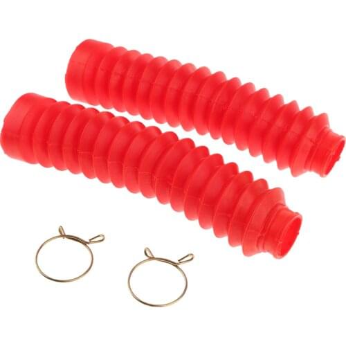 Universal Motorcycle Front Fork Dust Cover Protector Gaiters Boots 210mmx42mmx25mm Red