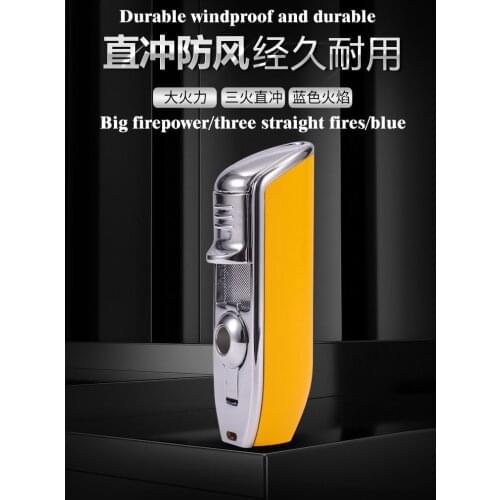 COxxBA cigar lighter windproof three straight blue flame portable lighter with cigar drill