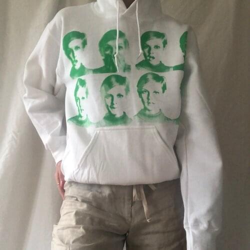 2021 Fashion Women Pullover Hoodies Streetwear Human Face Funny Print Long Sleeve Loose Hooded Sweatshirt Jacket Coat Outerwear