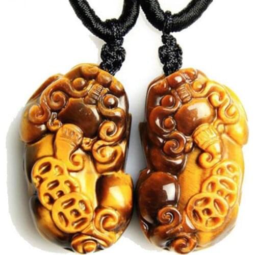 Gold Tigers Eye Pi Xiu Pendant Men Natural Tigers Eye Stone Charms Fashion Jewellery Lucky Pixiu Amulet Gifts Man Gem Pendants