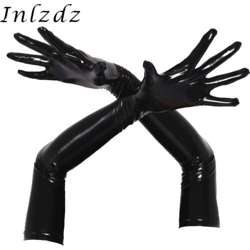 1 Pair Womens Long Gloves Clubwear for Pole Dancing Music Festival Fashion Faux Leather Party Nightclub Stage Performance