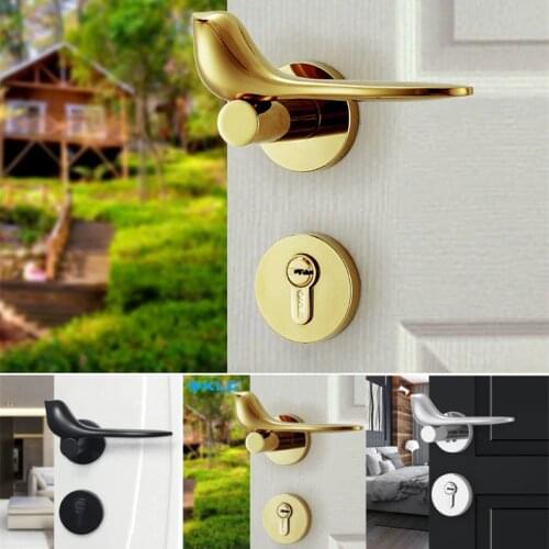 1pcs high quality door bedroom lock Modern minimalist interior new golden bird double door mute lock Free shipping