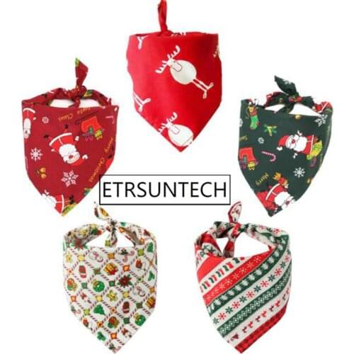 100pcs Christmas Dog Costume Triangular Bandanas Pet Scarf For Dogs Cats Neckerchief Dog Apparel Christmas Decoration