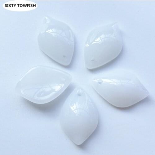 20 Pieces/lot 12x18mm White Color Czech Glass Beads Leaf-shaped Sew on Jewelry Beads For Handmade DIY Accessories