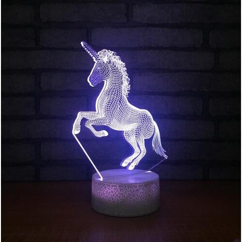 2019 Unicorn 3D Night Light, 7 color Decorative LED Bedside Table Lamp for Kids Room Xmas Birthday Gifts for Boys Girls Child