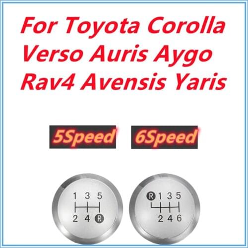 5/6 Speed Gear Shift Knob Lever Shifter Emblem Badge Cap Top Cover For Toyota Corolla RAV4 Avensis Yaris Verso Auris Aygo