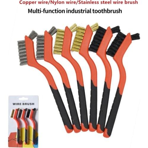 7 inch industrial cleaning brush mini toothbrush rust removal brush copper wire stainless steel wire nylon hard bristle brush
