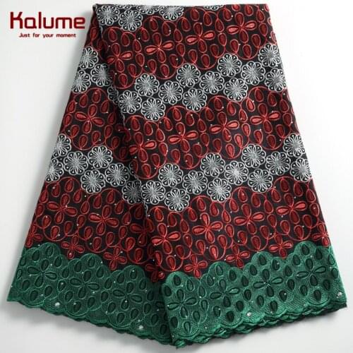 Kalume 5 Yards African Swiss Cotton Lace Fabric Embroidery HIgh Quality Swiss Voile Lace In Switzerland For Nigerian Dress F2265