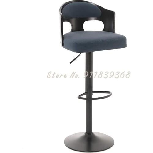 Bar Chair Modern Simple Lift Chair High Stool Nordic Bar Stool Solid Wood Back High Chair Light Luxury Bar Chair