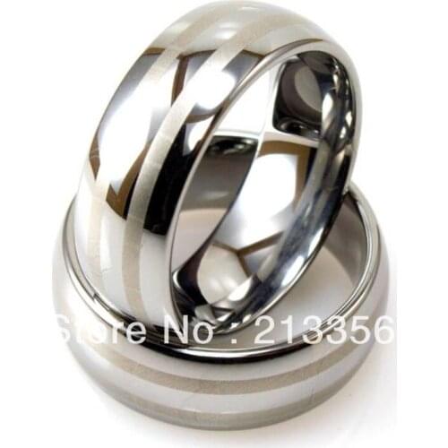 Free Shipping!Wholesales Cheap Price Promotion Sales! USA Hot Selling Mens Tungsten Wedding Ring with Dual Laser Lines Design