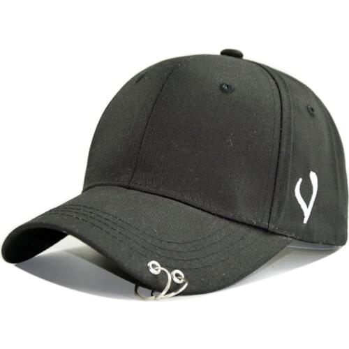 New Fashion Letter V with Korea style iron rings baseball cap Men Women cotton adjustable kpop sport snapback Hat garros