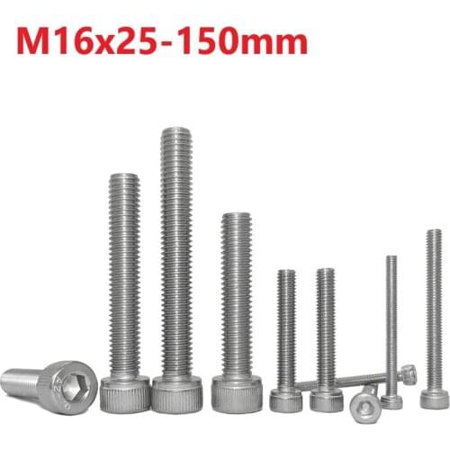 M16 Hex Socket Bolts 304Stainless Steel Extend Screws 16mm X 25 30 35 40 45 50 55 60 75 80 85 90 95 100 110 120 130 140 150mm