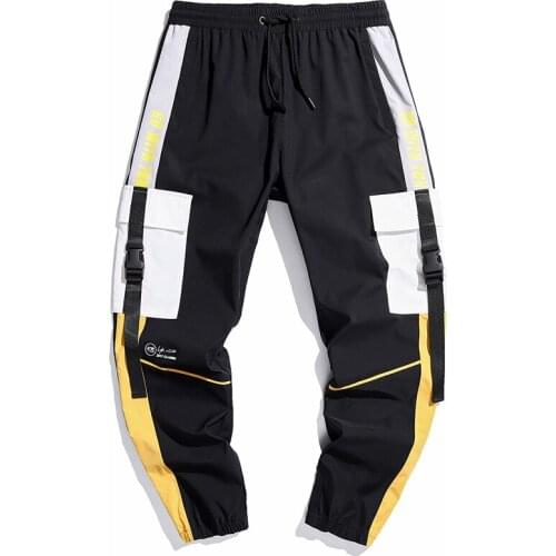 Streetwear Mens Multi Pockets Cargo Harem Pants Hip Hop Ribbons Casual Male Track Pants Joggers Trousers Fashion Harajuku Pants