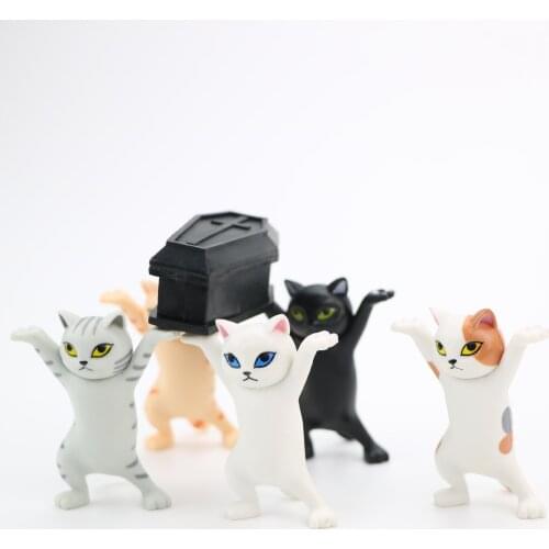Cat Pen Holder Blind Box Airpods Holder New Children Funny Gift Cat Coffin Dance Animals Figurines Toys Doll Divertidos Decorate