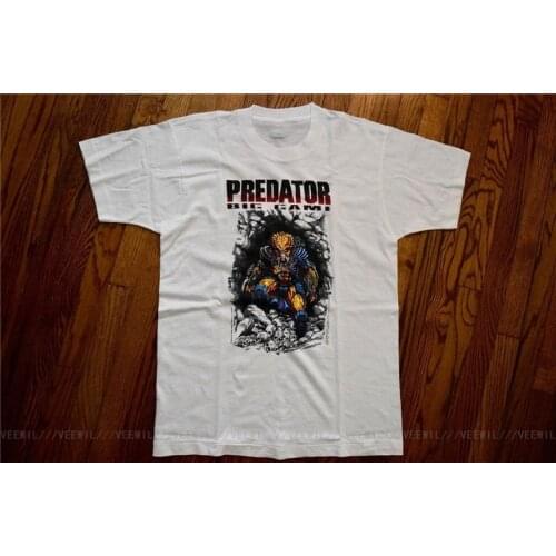 Deadstock 1991 PREDATOR T Shirt Vintage Cult Horror Movie 90s 2 ALIENS ML Street TShirts Casual Brand Clothing Cotton