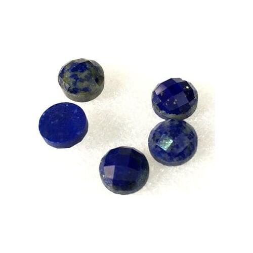 100% Natural Lapis Lazuli Bead Cabochn 8mm Faceted Round Gem Stone Cabochon Bead For jewelry making 5piece/pack