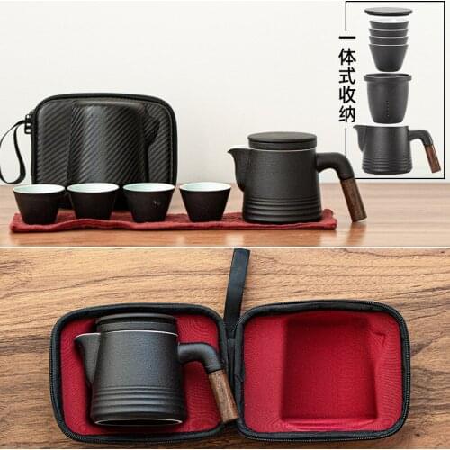 Chinese tea set Set of ceramic travel kungfu tea set Simple tea brewing set for outdoor tourism Express cup Tea set suit