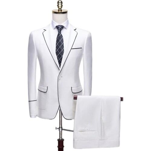 Classic white high-quality one-button groom suit, suitable for 2021 weddings; Best mens suit, for business party tuxedo
