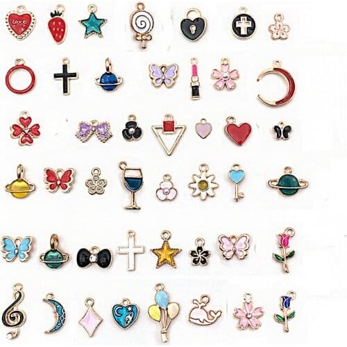 Components For Jewelry Making Kawaii Charms Epoxy Dangles Custom Crafts Earrings Bracelets Mixed Gold Plated DIY Findings 55pcs