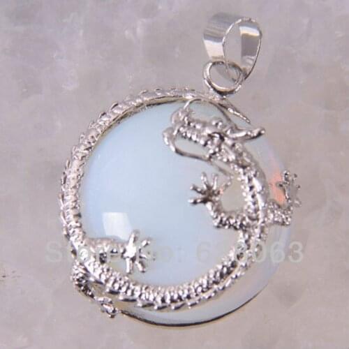 Pretty Opal Bead GEM Pendant Dragon Jewelry S465