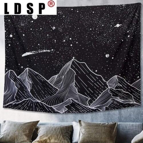 LDSP Mountain Moon Star Tapestry Wall Hanging Covering Rugs Background Cloth Beach Mat Blanket Art Bedroom Dorm Home Decor