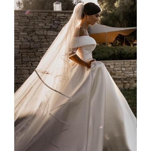 Ribbon Edge Bridal Veil with Comb Tulle Long Two Layer Wedding Accessories 3 Meters Cathdral Length Hair Decoration