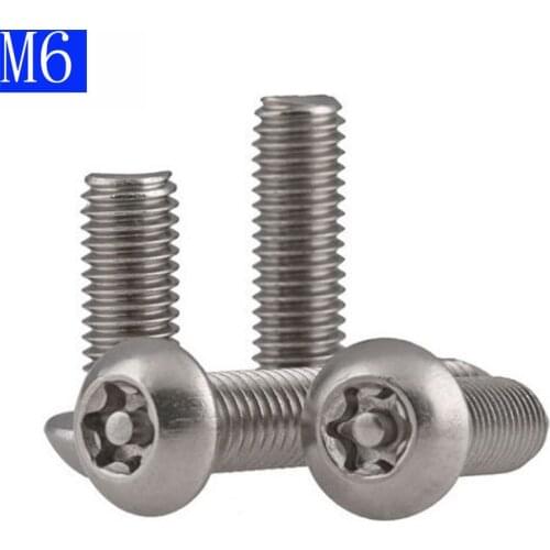 M6 M6 x 1.0 304 Stainless steel Pin Tamper Torx Security Button Head Screw Bolts
