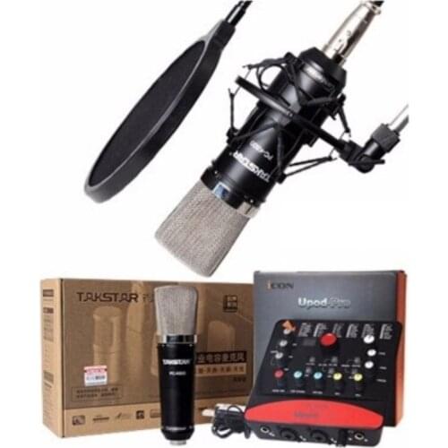 Takstar PC-K600 recording microphone with iCON upod pro sound card for studio recording, chat room,broadcasting